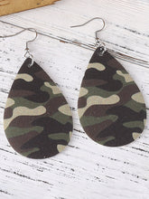 Camouflage PU Leather Teardrop Earrings